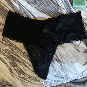 Black lace high waist thong new no tags